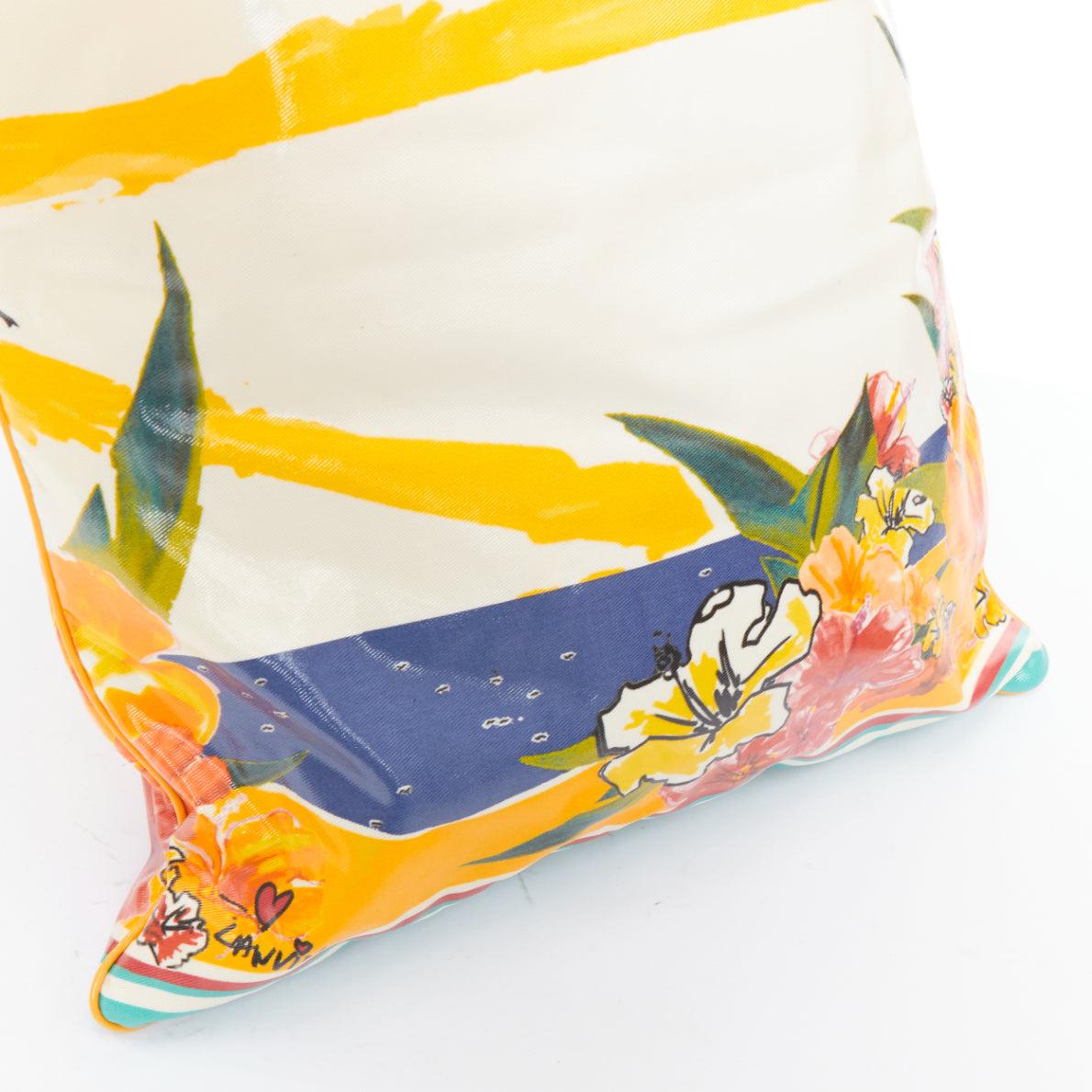 LANVIN 2009 yellow toute lannee print laminated canvas tote bag For Sale 3
