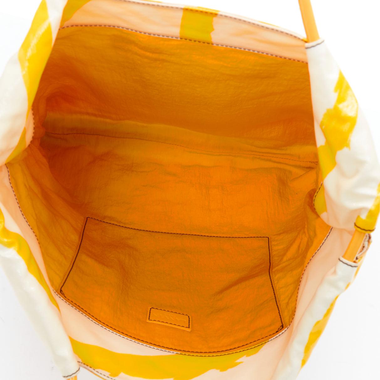 LANVIN 2009 yellow toute lannee print laminated canvas tote bag For Sale 4