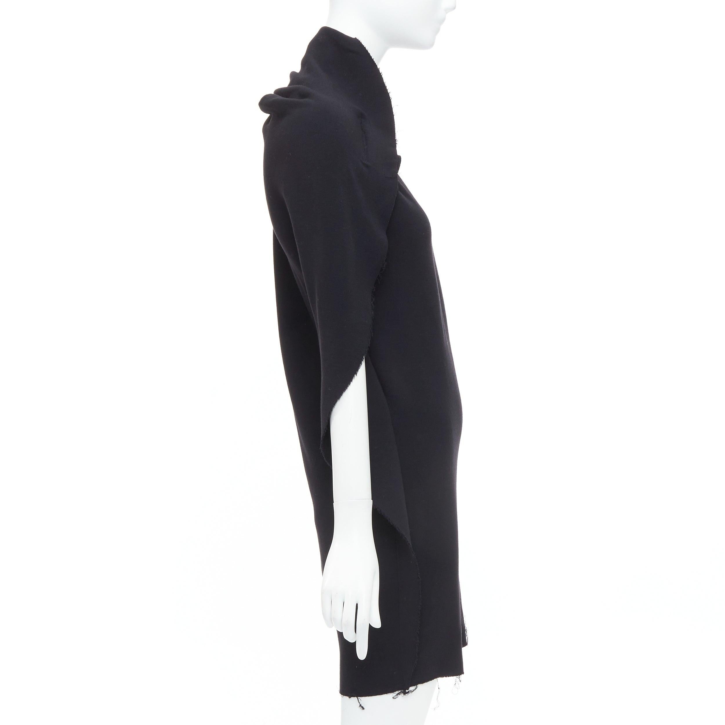LANVIN 2010 black wool asymmetric zip drape mini dress FR36 S In Good Condition For Sale In Hong Kong, NT