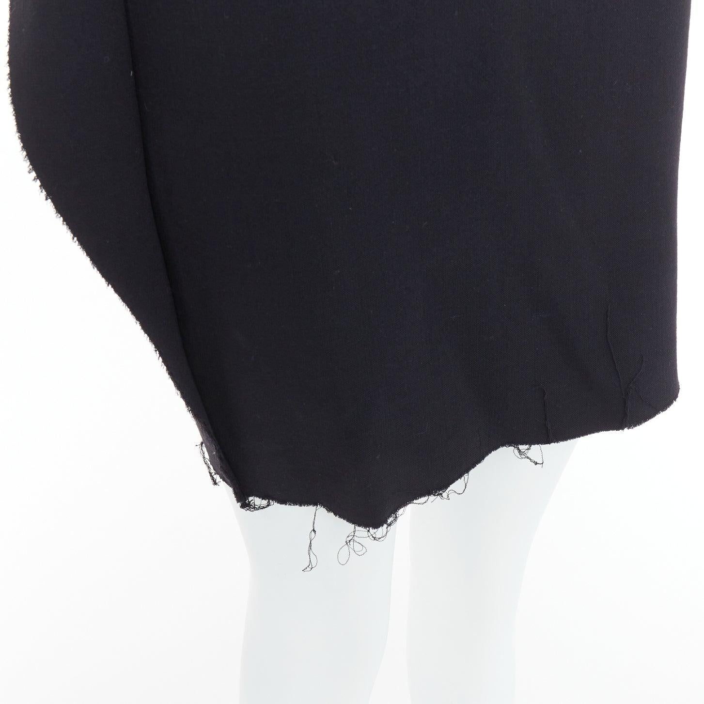 LANVIN 2010 black wool asymmetric zip drape mini dress FR36 S For Sale 2