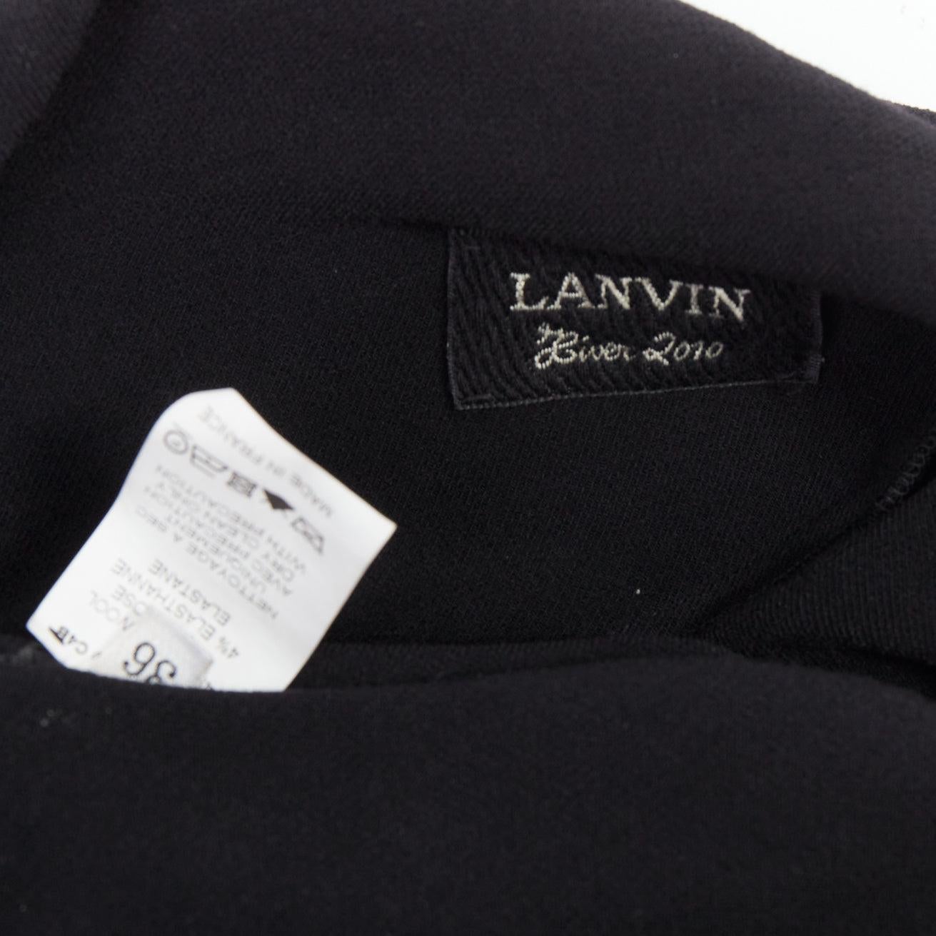 LANVIN 2010 black wool asymmetric zip drape mini dress FR36 S For Sale 3