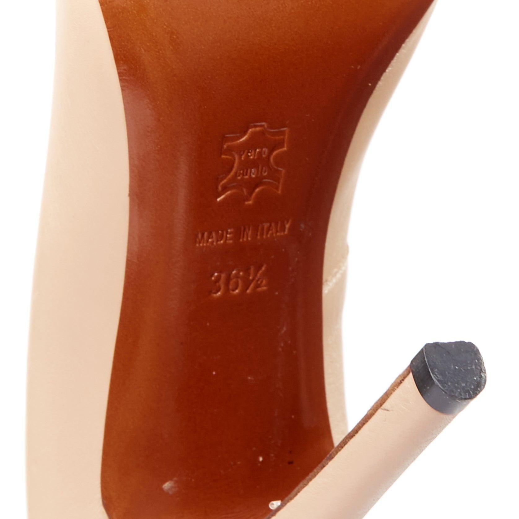 LANVIN 2010 Runway nude leather gold chunky chain wooden platform pumps EU36.5 For Sale 5