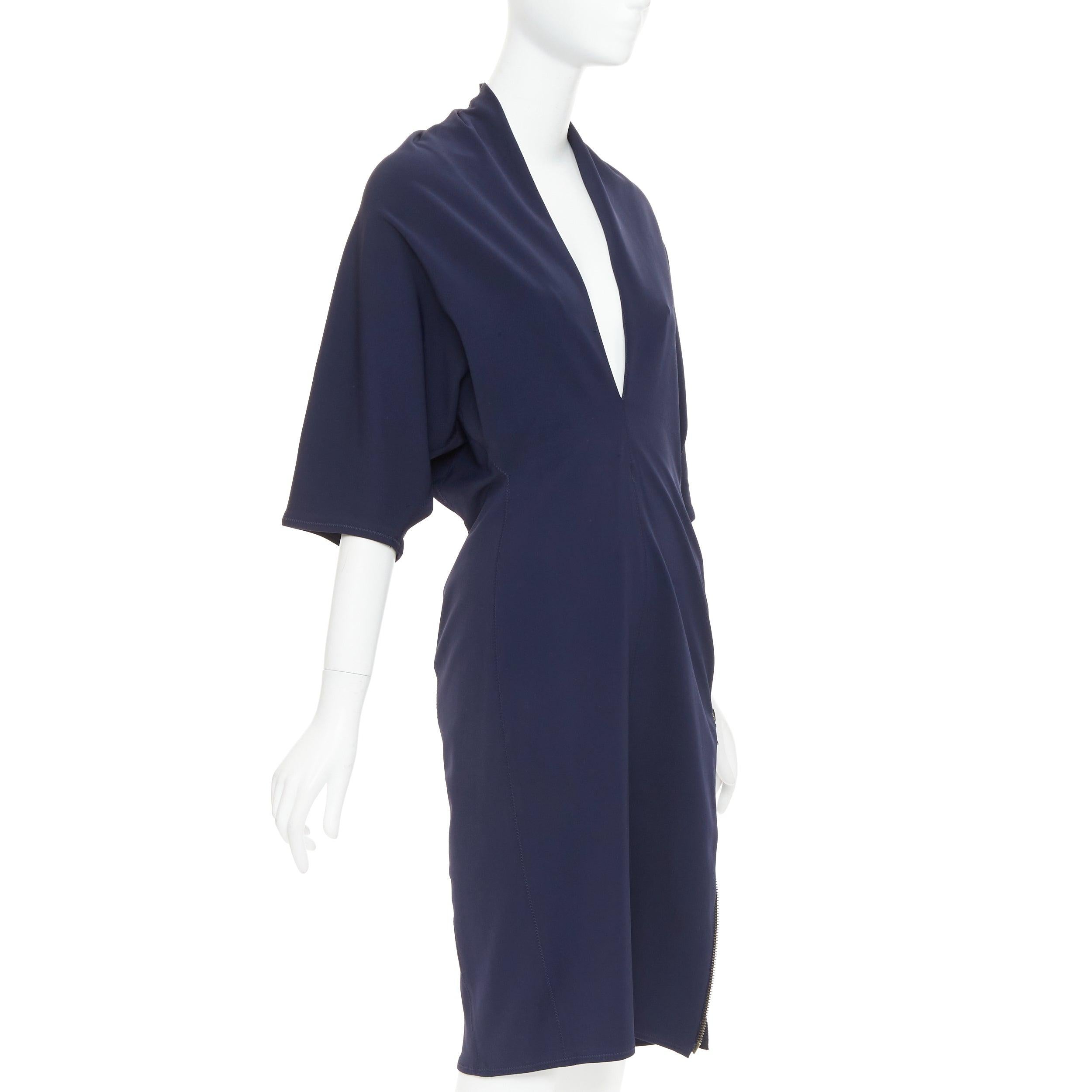 Nero LANVIN 2011 Alber Elbaz abito dolman con scollo a V e zip laterale FR40 L. in vendita