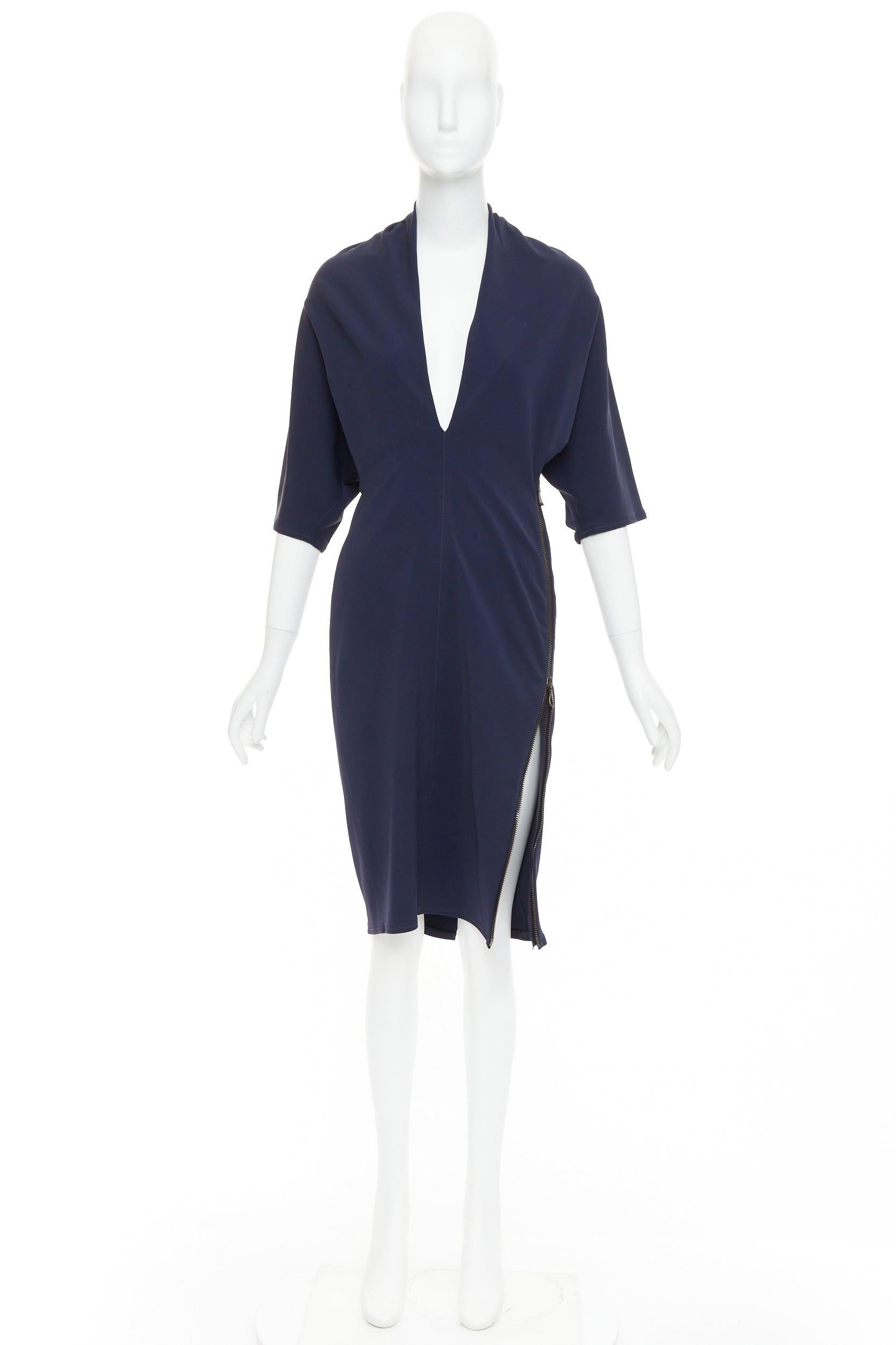 LANVIN 2011 Alber Elbaz abito dolman con scollo a V e zip laterale FR40 L. in vendita 4
