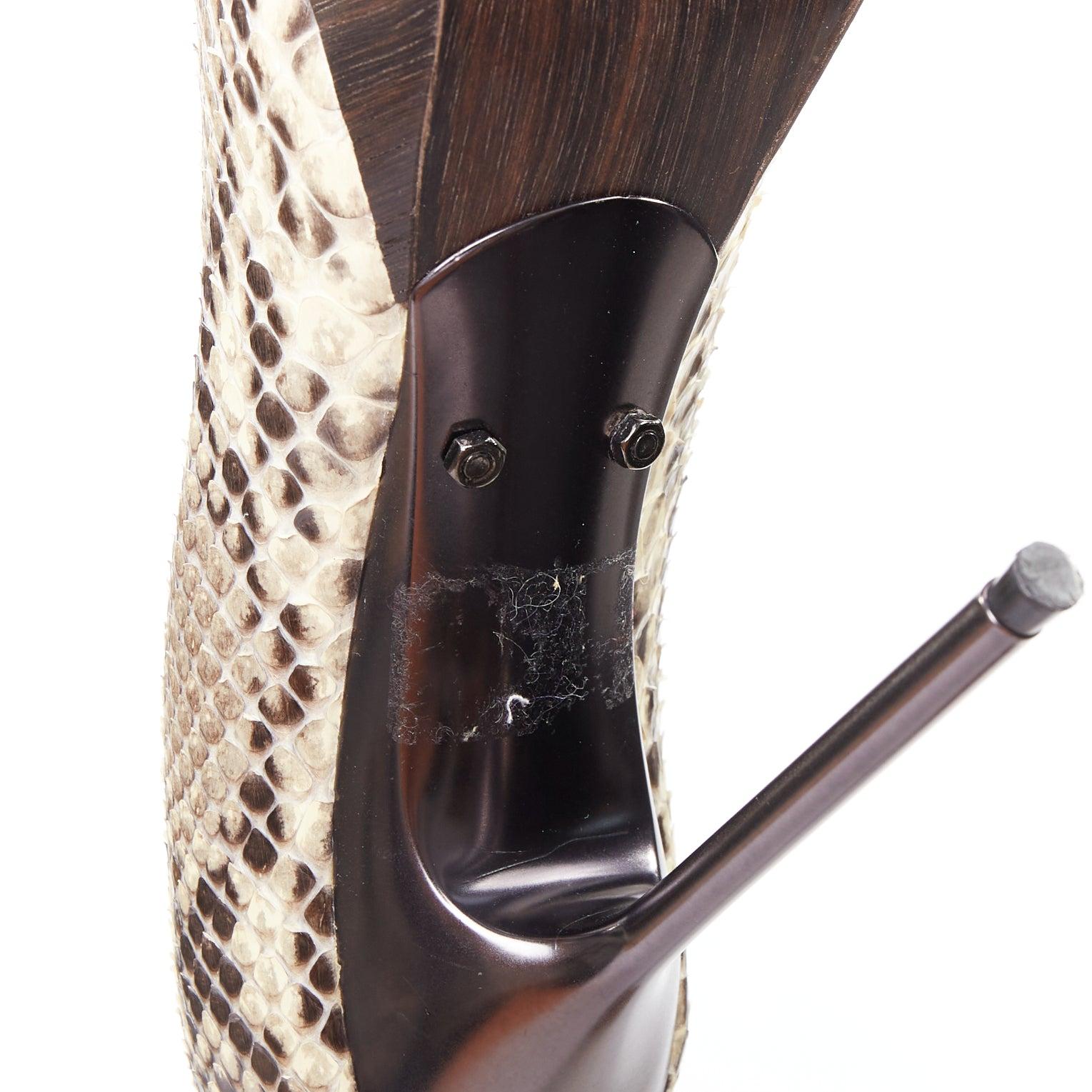 LANVIN 2011 beige scaled leather brown wood platform pumps EU36.5 For Sale 6