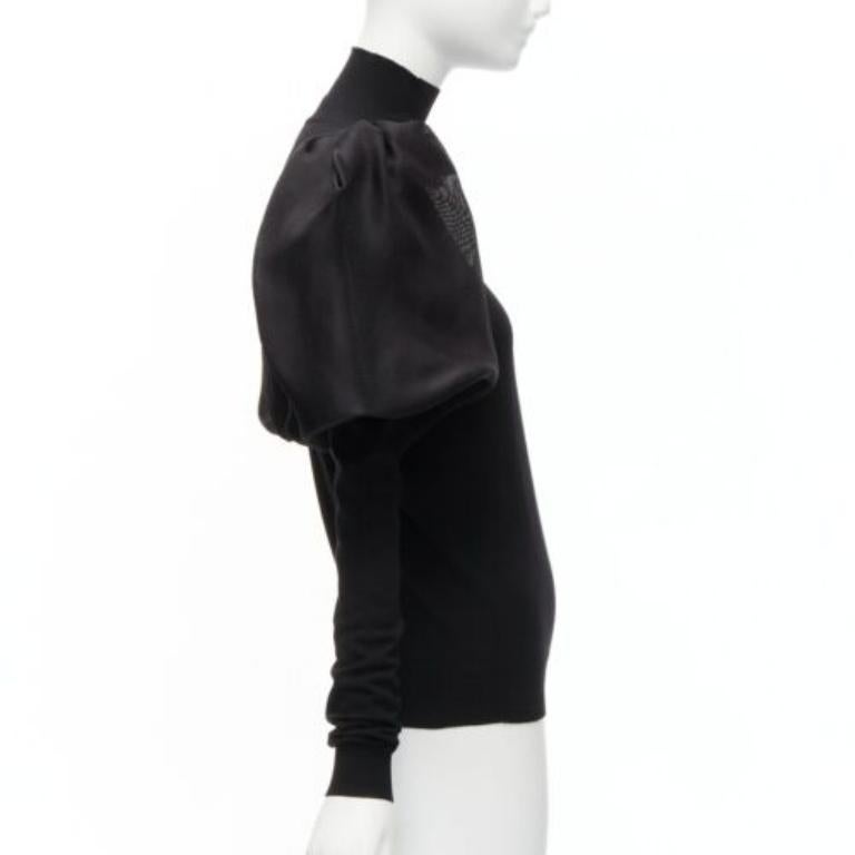 LANVIN 2011 noir laine mérinos soie ballon pull col roulé S Excellent état - En vente à Hong Kong, NT