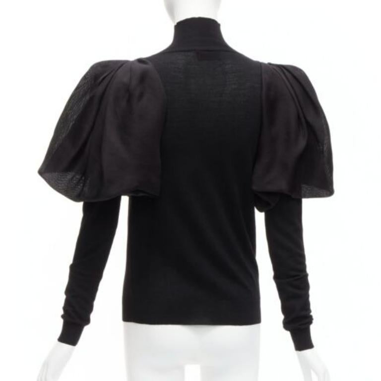LANVIN 2011 noir laine mérinos soie ballon pull col roulé S Pour femmes en vente