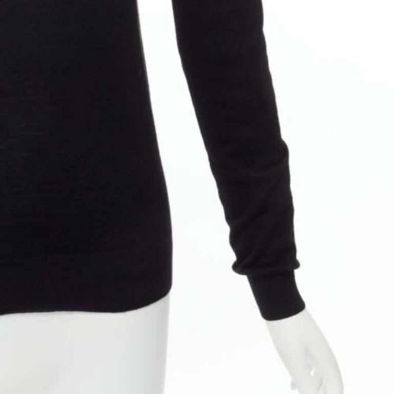 LANVIN 2011 noir laine mérinos soie ballon pull col roulé S en vente 2