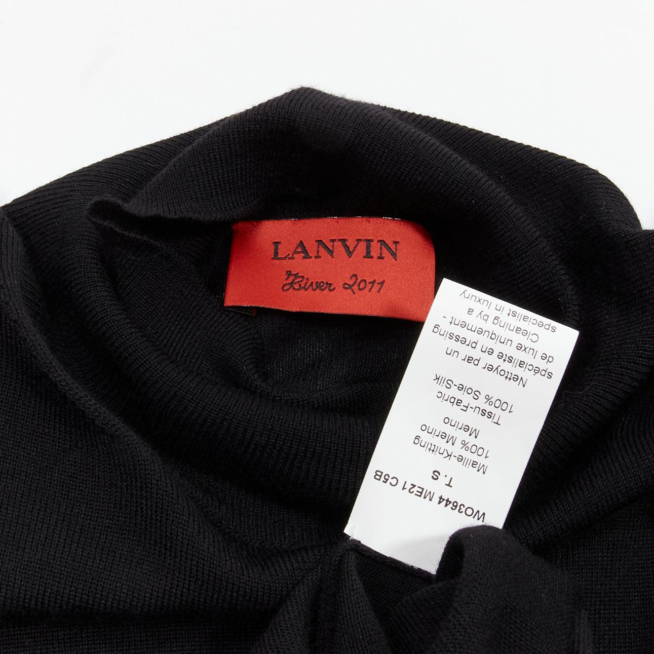 LANVIN 2011 black merino wool silk balloon puff sleeve turtleneck sweater S For Sale 3