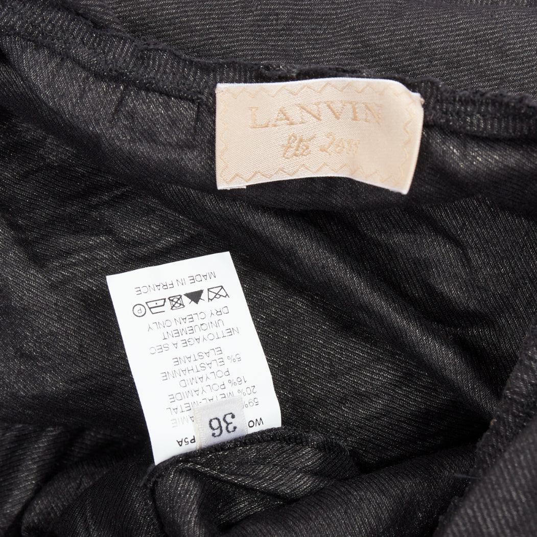 LANVIN 2011 black ramie metal blend one shoulder bow mini dress FR36 S 3