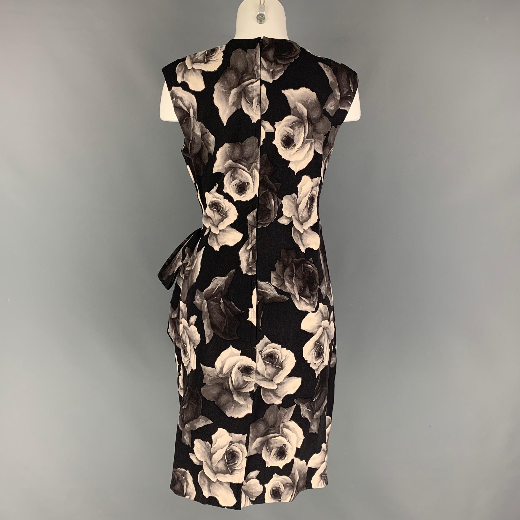LANVIN 2011 by Alber Elbaz Size M Black White Floral Sleeveless Dress In Good Condition In San Francisco, CA