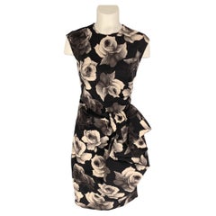 LANVIN 2011 by Alber Elbaz Size M Black White Floral Sleeveless Dress