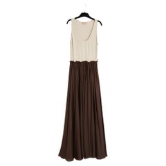 Lanvin 2011 Robe Maxi FR38 Alber Elbaz langes Kleid aus hellem Seidenmuslin UK10 US8