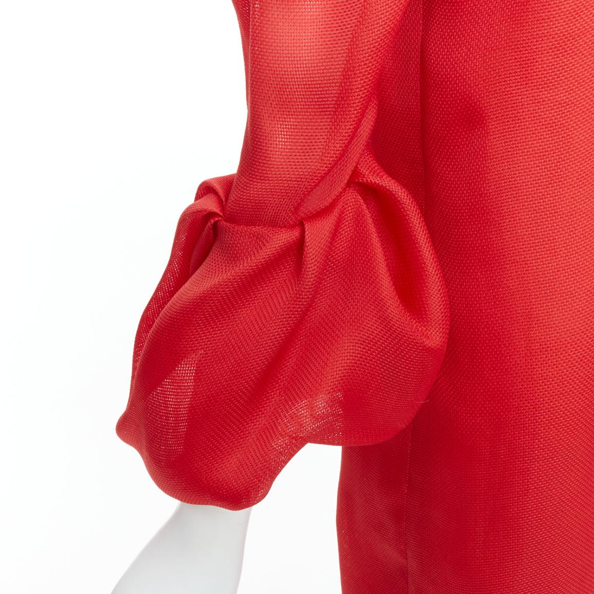 LANVIN 2011 Runway 100% silk red puff sleeve mini dress FR34 XS
Reference: WECN/A00065
Brand: Lanvin
Designer: Alber Elbaz
Collection: 2011 - Runway
Material: Silk
Color: Red
Pattern: Solid
Closure: Zip
Lining: Red Silk
Extra Details: Long sleeve