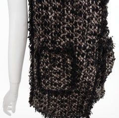 LANVIN 2012 Les 10 Ans beige black wool blend boucle tweed pocketed vest FR34