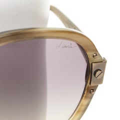 LANVIN 2012 SLN505 horn print brushed metal hinge oversized butterfly sunglasses