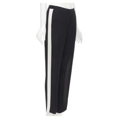 LANVIN 2013 Alber Elbaz 100% viscose white stripe black trousers FR36 S