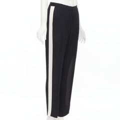 LANVIN 2013 Alber Elbaz 100% viscose white stripe black trousers FR36 S