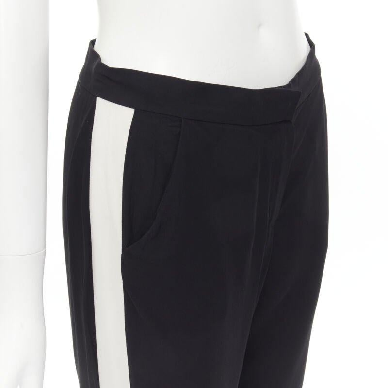 Black LANVIN 2013 Alber Elbaz 100% viscose white stripe black trousers FR36 S For Sale