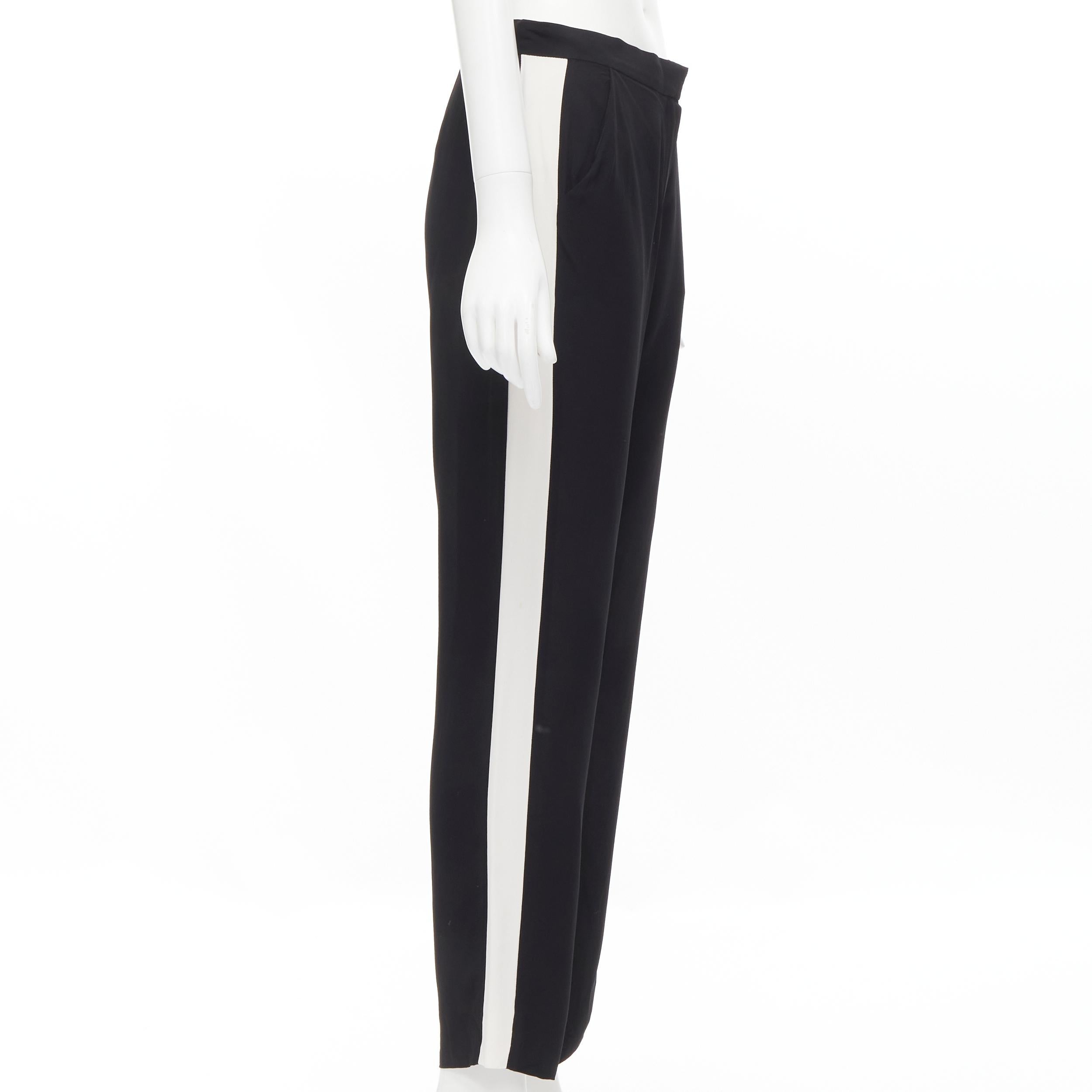 LANVIN 2013 Alber Elbaz 100% viscose white stripe black trousers FR36 S In Excellent Condition For Sale In Hong Kong, NT