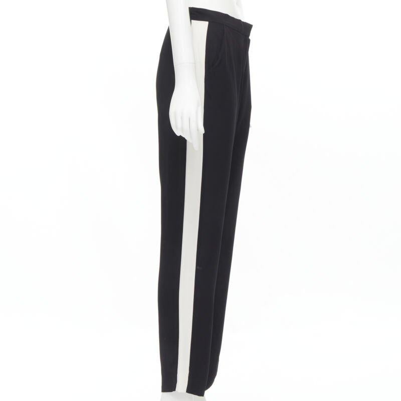 LANVIN 2013 Alber Elbaz 100% viscose white stripe black trousers FR36 S In Excellent Condition For Sale In Hong Kong, NT
