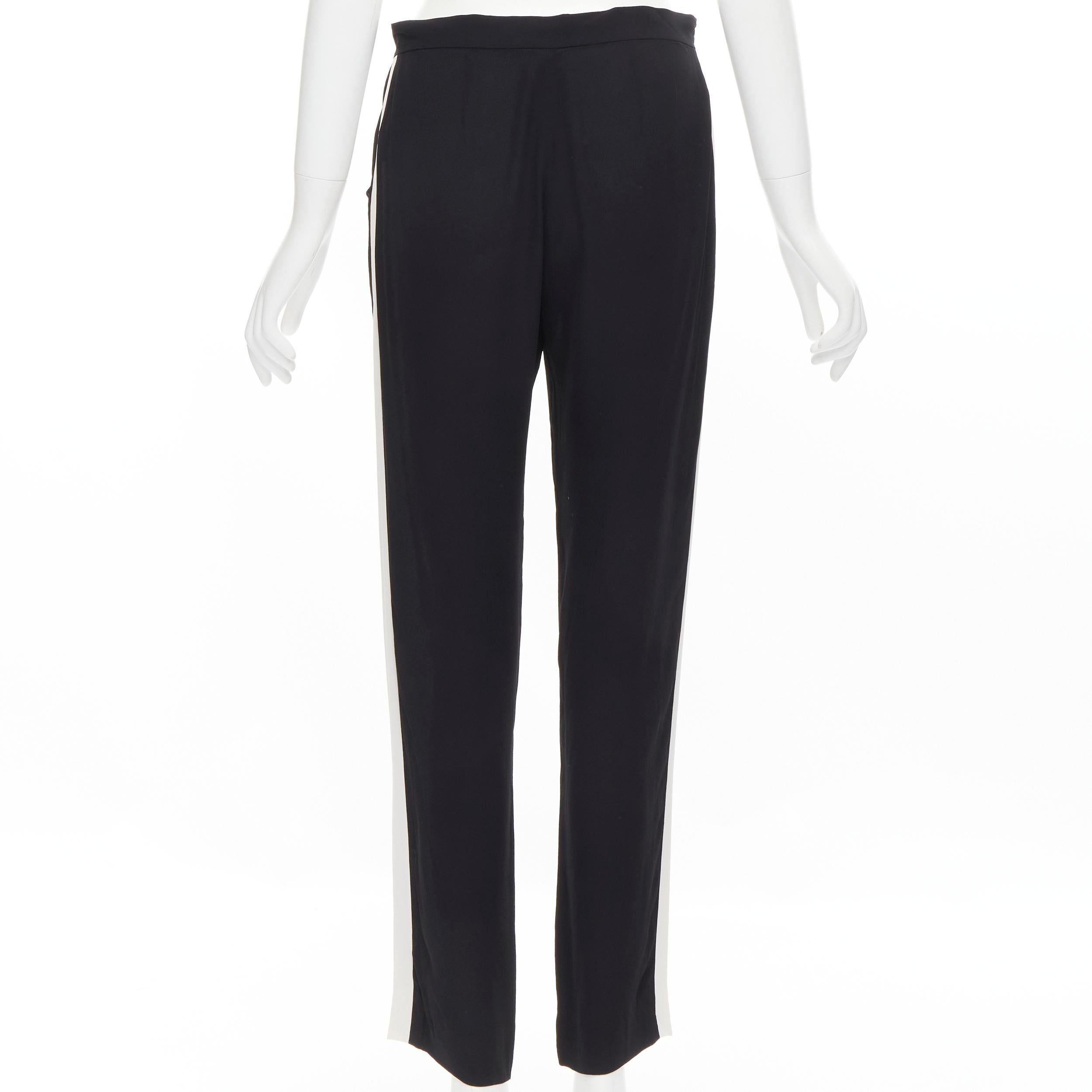 Women's LANVIN 2013 Alber Elbaz 100% viscose white stripe black trousers FR36 S For Sale