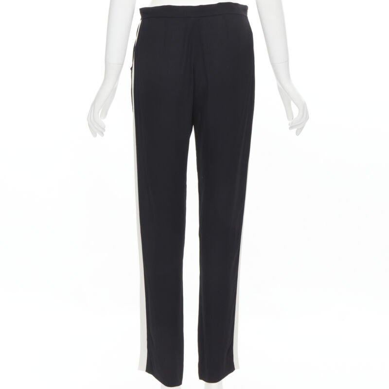 Women's LANVIN 2013 Alber Elbaz 100% viscose white stripe black trousers FR36 S For Sale