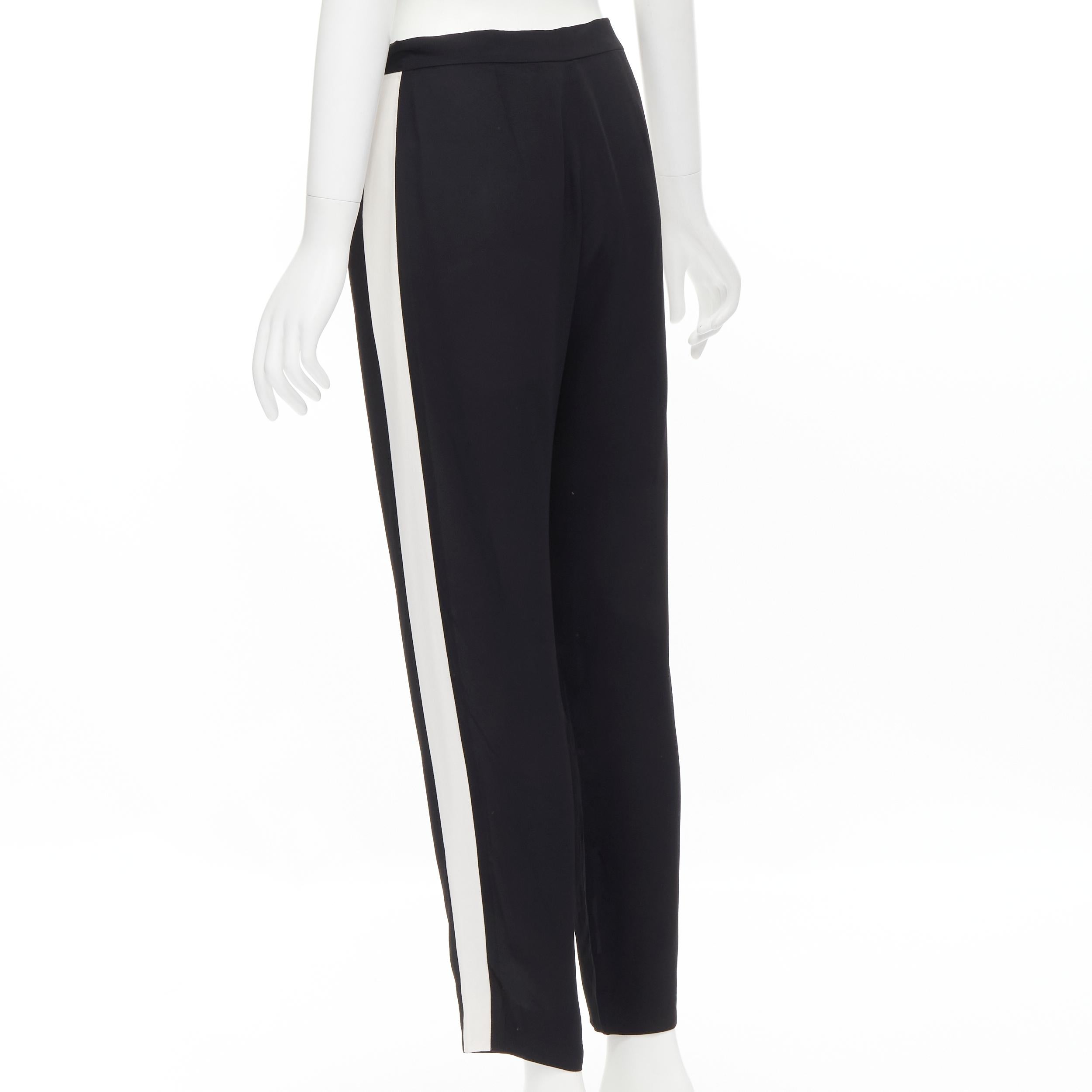 LANVIN 2013 Alber Elbaz 100% viscose white stripe black trousers FR36 S For Sale 1