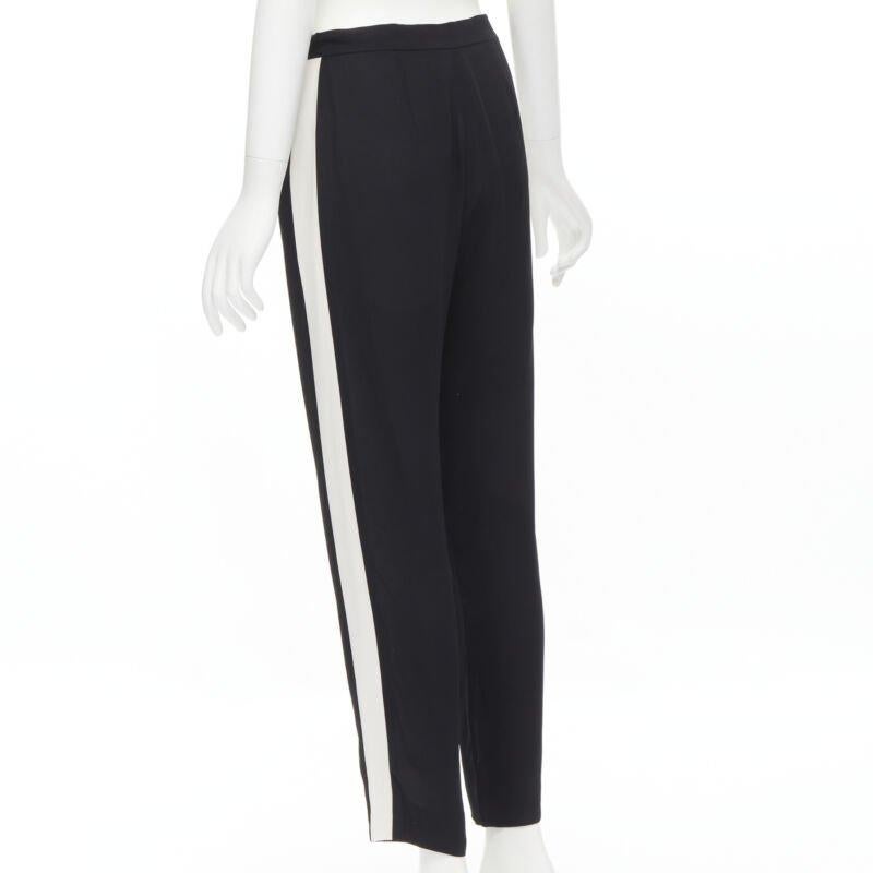 LANVIN 2013 Alber Elbaz 100% viscose white stripe black trousers FR36 S For Sale 1