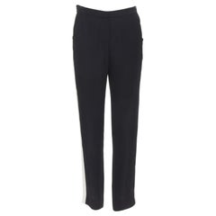 LANVIN 2013 Alber Elbaz 100% viscose white stripe black trousers FR36 S