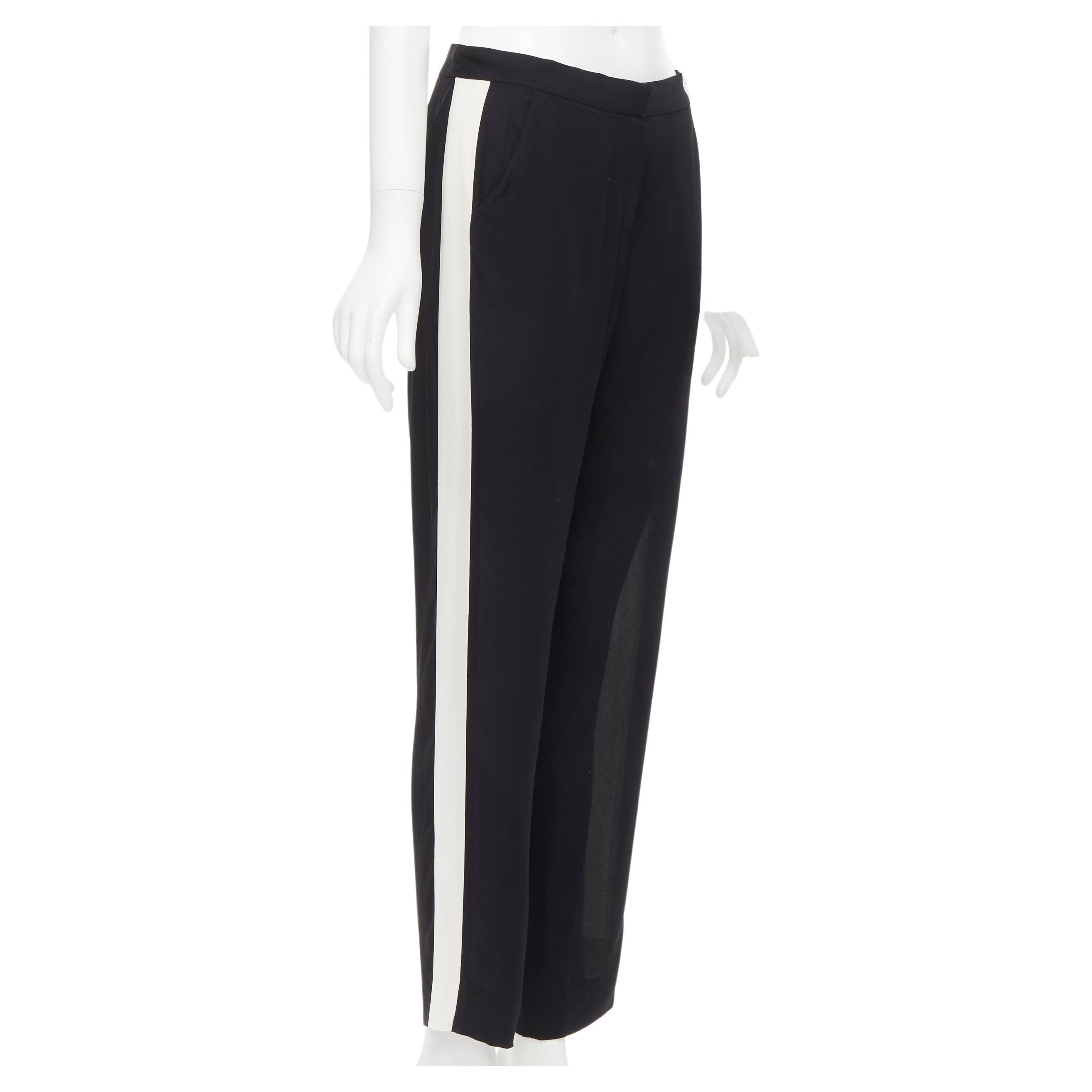 LANVIN 2013 Alber Elbaz 100% viscose white stripe black trousers FR36 S For Sale