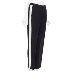 Lanvin - Pantalon noir à rayures blanches 100 % viscose FR36 S, 2013