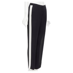 LANVIN 2013 Alber Elbaz Schwarze Hose mit 100 % Viskose und weißen Streifen FR36 S