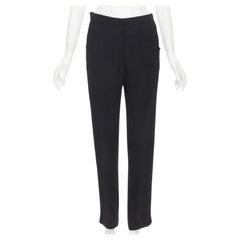Lanvin - Pantalon noir à rayures blanches 100 % viscose FR36 S, 2013