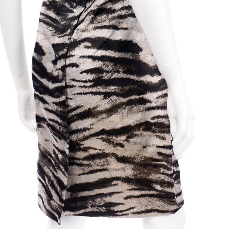 Lanvin 2013 Alber Elbaz Sleeveless Gray & Black Metallic Animal Print Dress For Sale 6