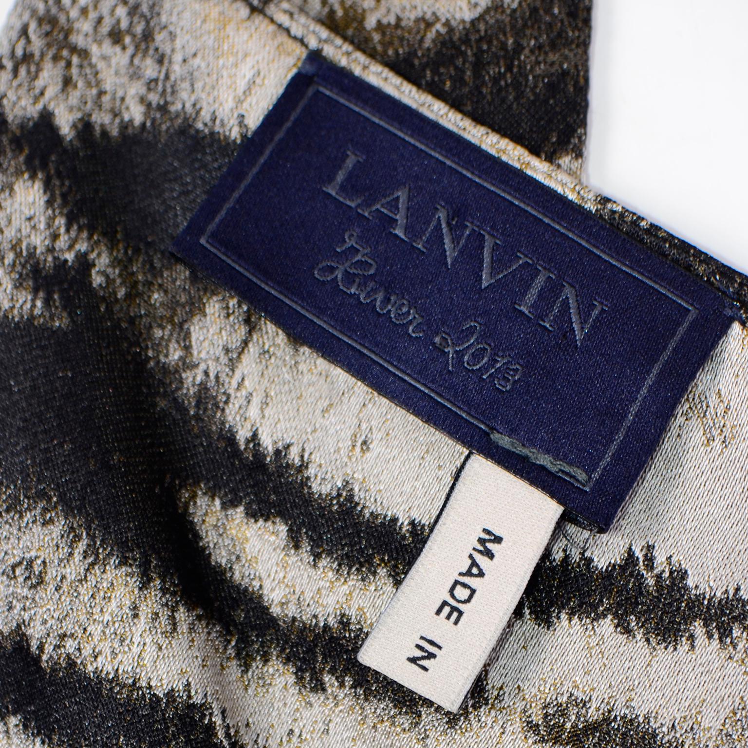 Robe Lanvin 2013 Alber Elbaz sans manches à imprimé animal métallisé gris et noir en vente 7