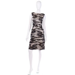 Lanvin 2013 Alber Elbaz Sleeveless Gray & Black Metallic Animal Print Dress