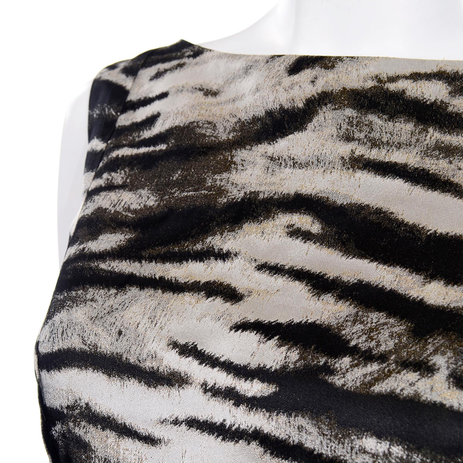 Lanvin 2013 Alber Elbaz Sleeveless Gray & Black Metallic Animal Print Dress For Sale 2
