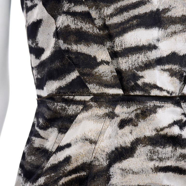 Lanvin 2013 Alber Elbaz Sleeveless Gray & Black Metallic Animal Print Dress For Sale 5