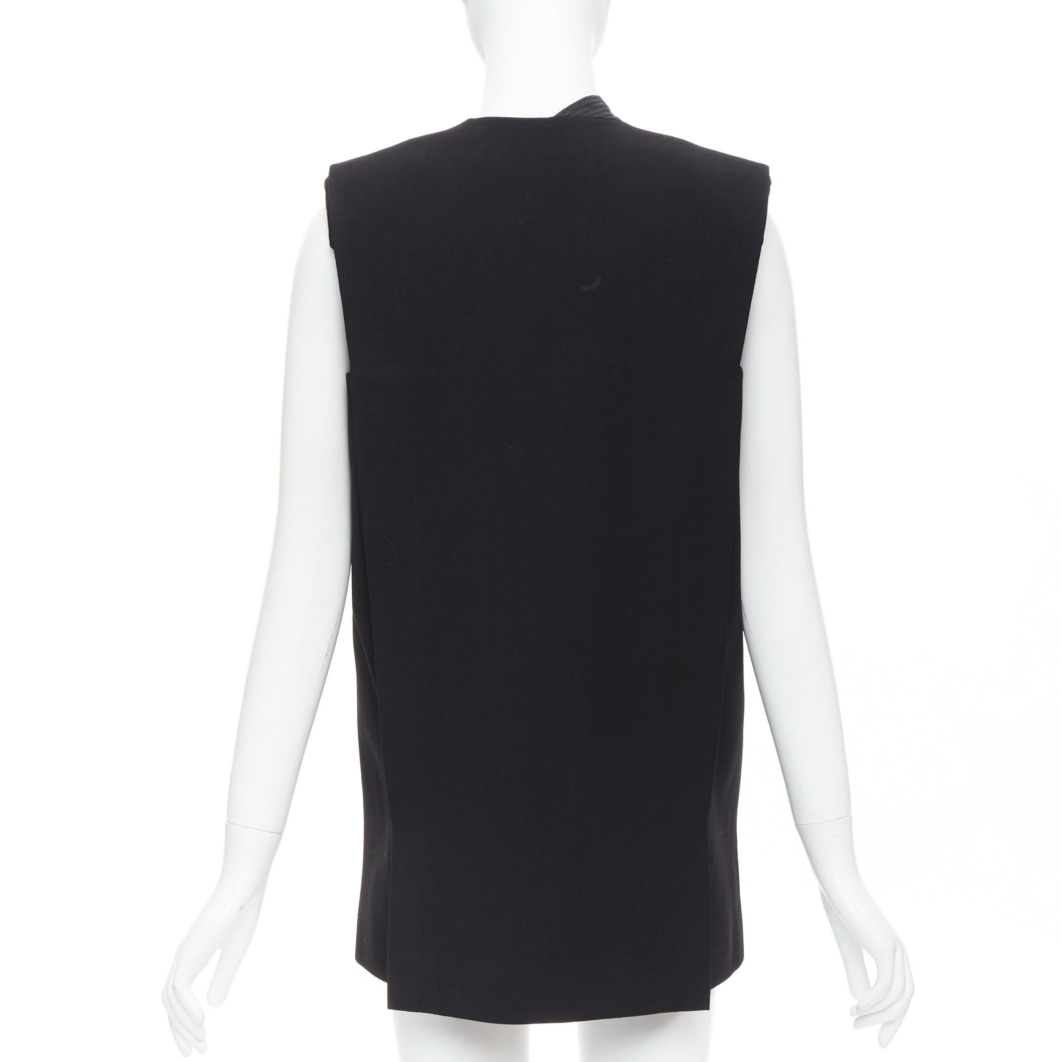 LANVIN 2013 black cream wool silk trimmed padded boxy vest FR36 S For Sale 1