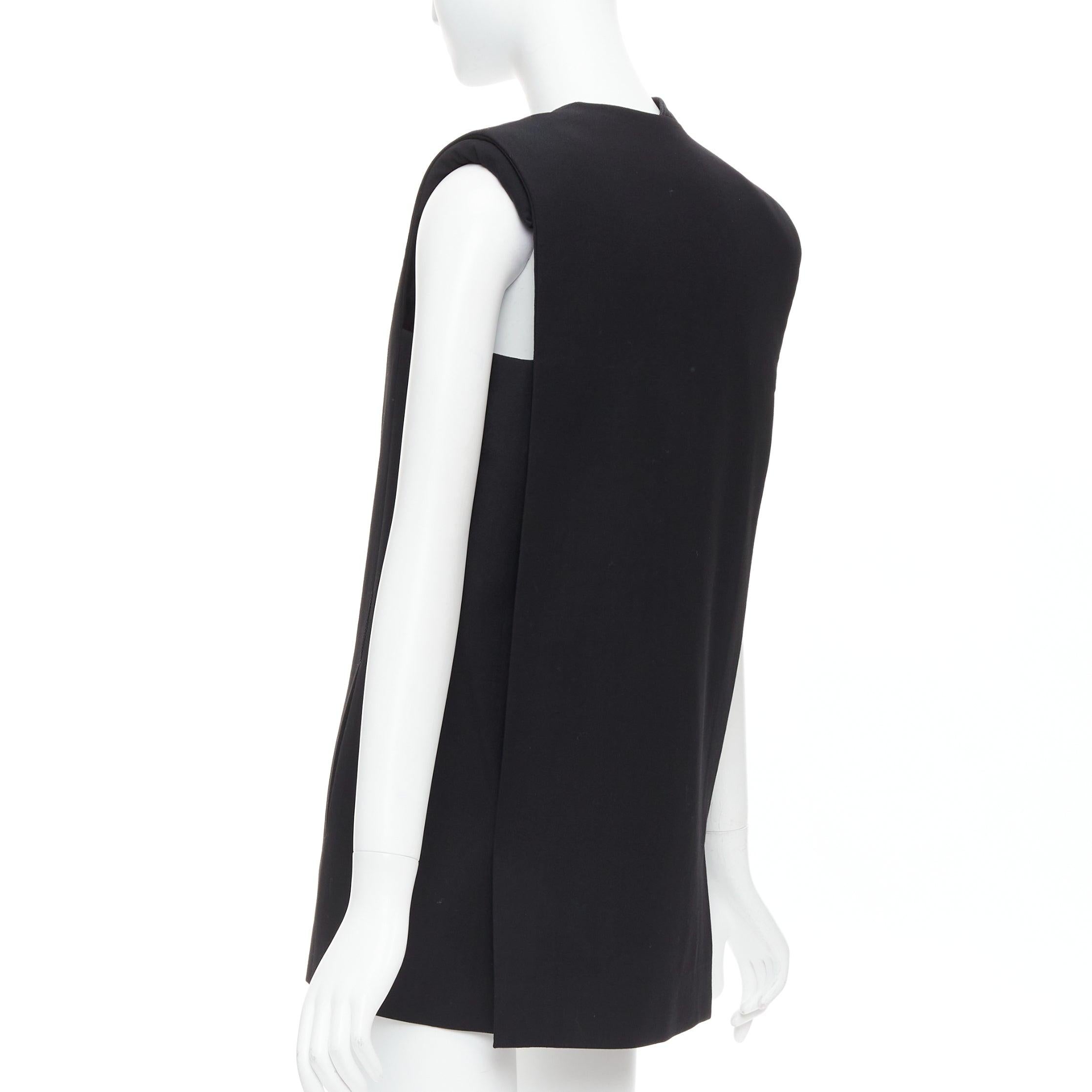 LANVIN 2013 black cream wool silk trimmed padded boxy vest FR36 S For Sale 2