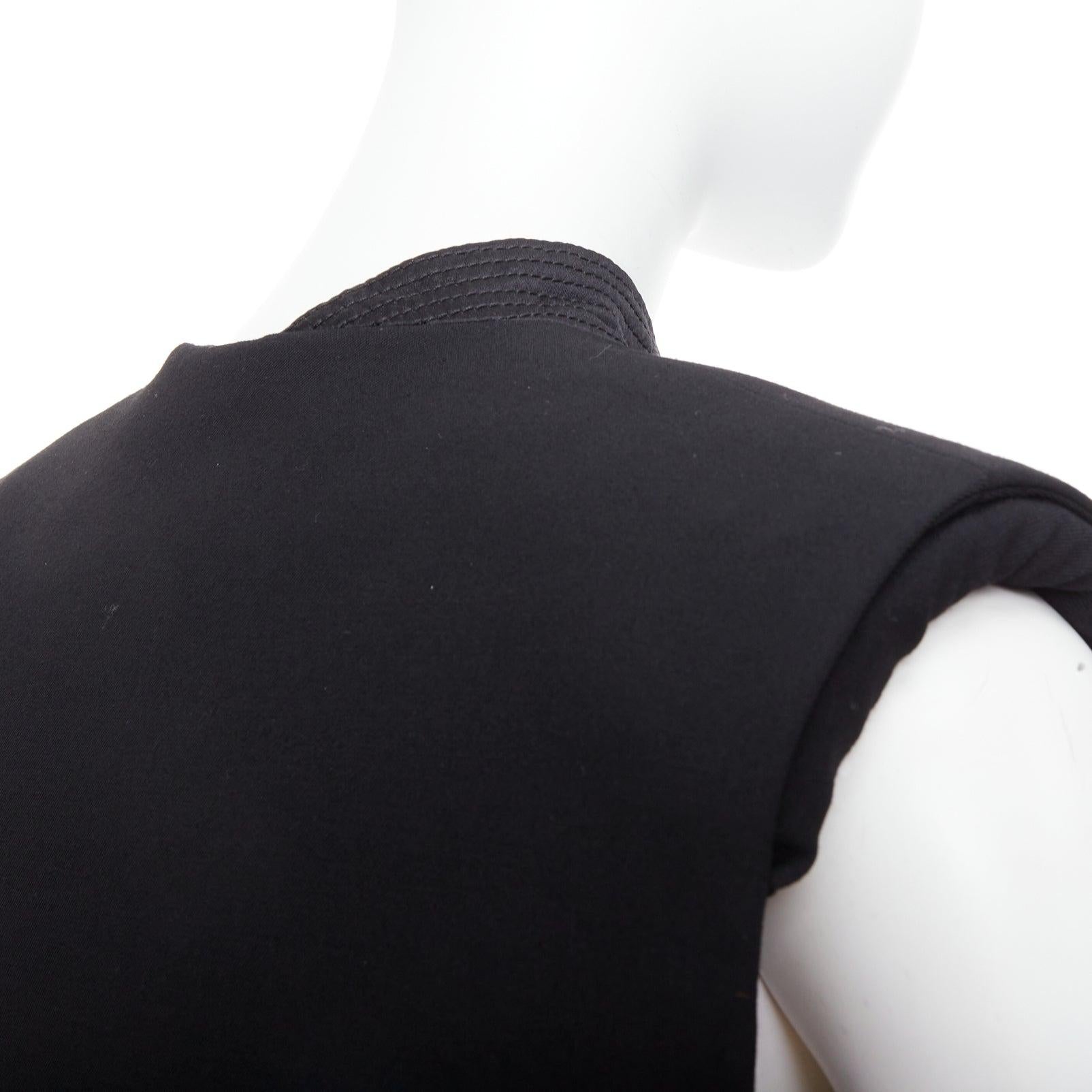 LANVIN 2013 black cream wool silk trimmed padded boxy vest FR36 S For Sale 3