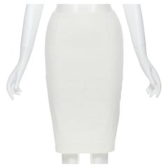 LANVIN 2013 linen viscose blend exposed zip stretchy pencil skirt FR34 S