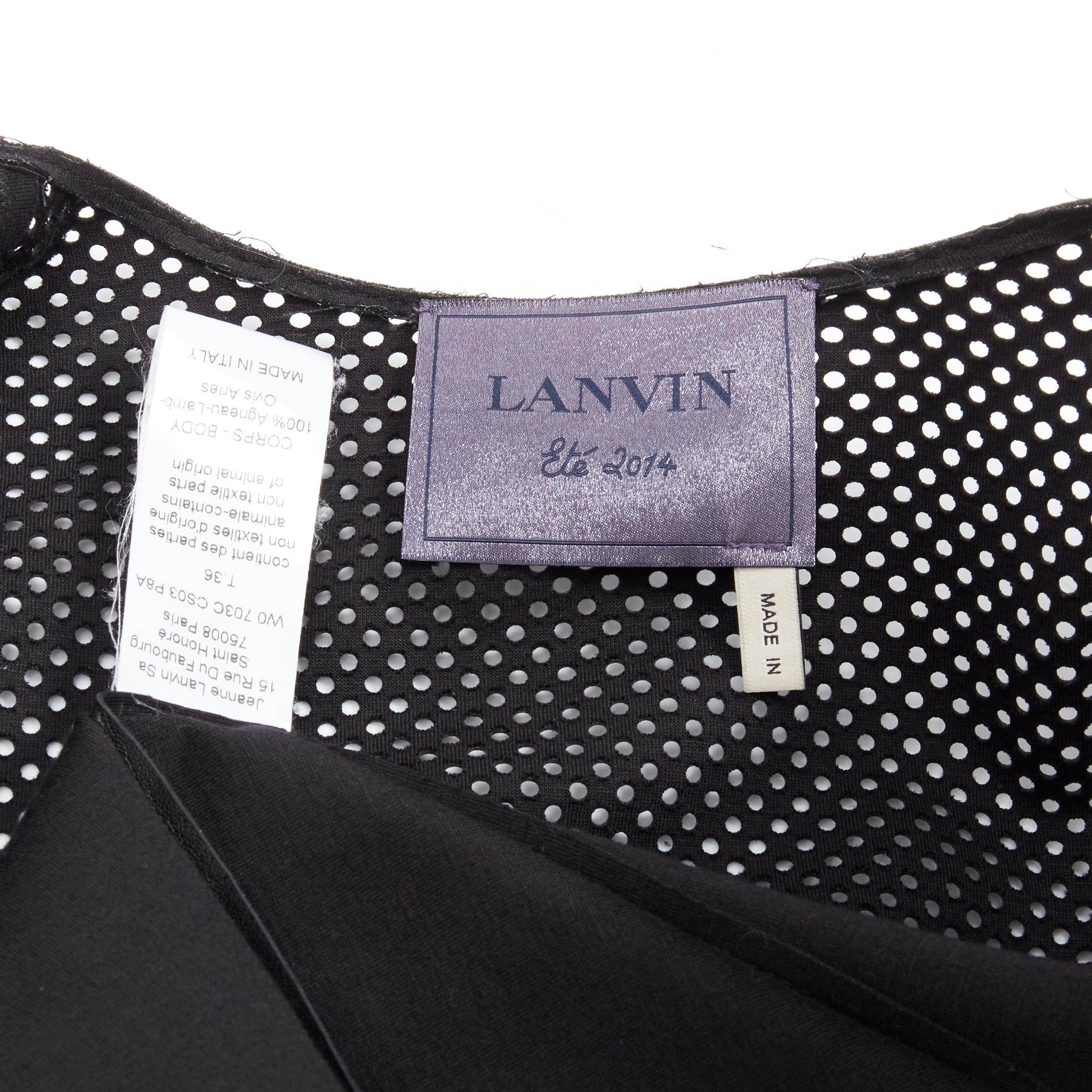 LANVIN 2014 Alber Elbaz black lambskin leather perforated 4 pocket jacket FR36 S 6