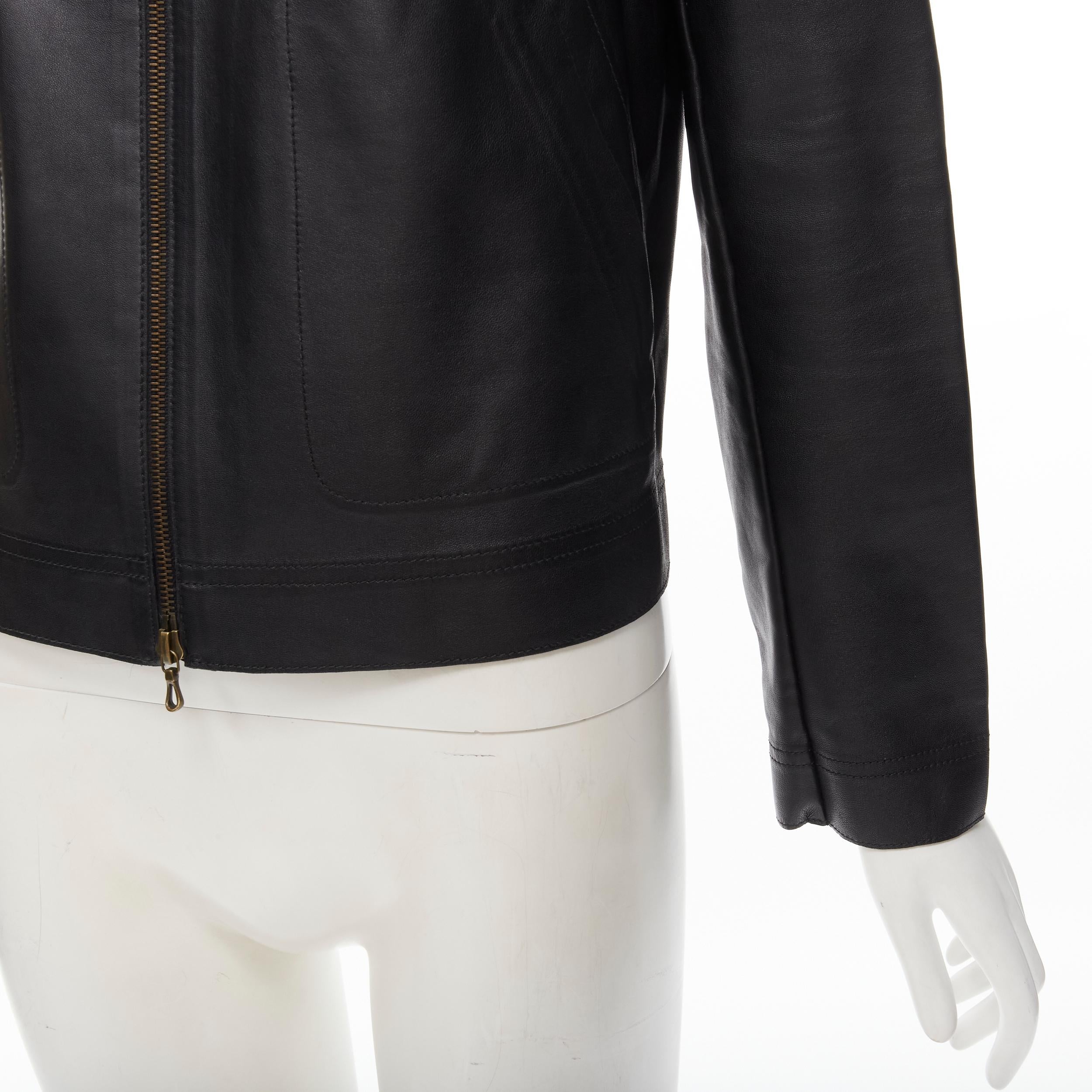 LANVIN 2014 Alber Elbaz black lambskin leather perforated 4 pocket jacket FR36 S 4