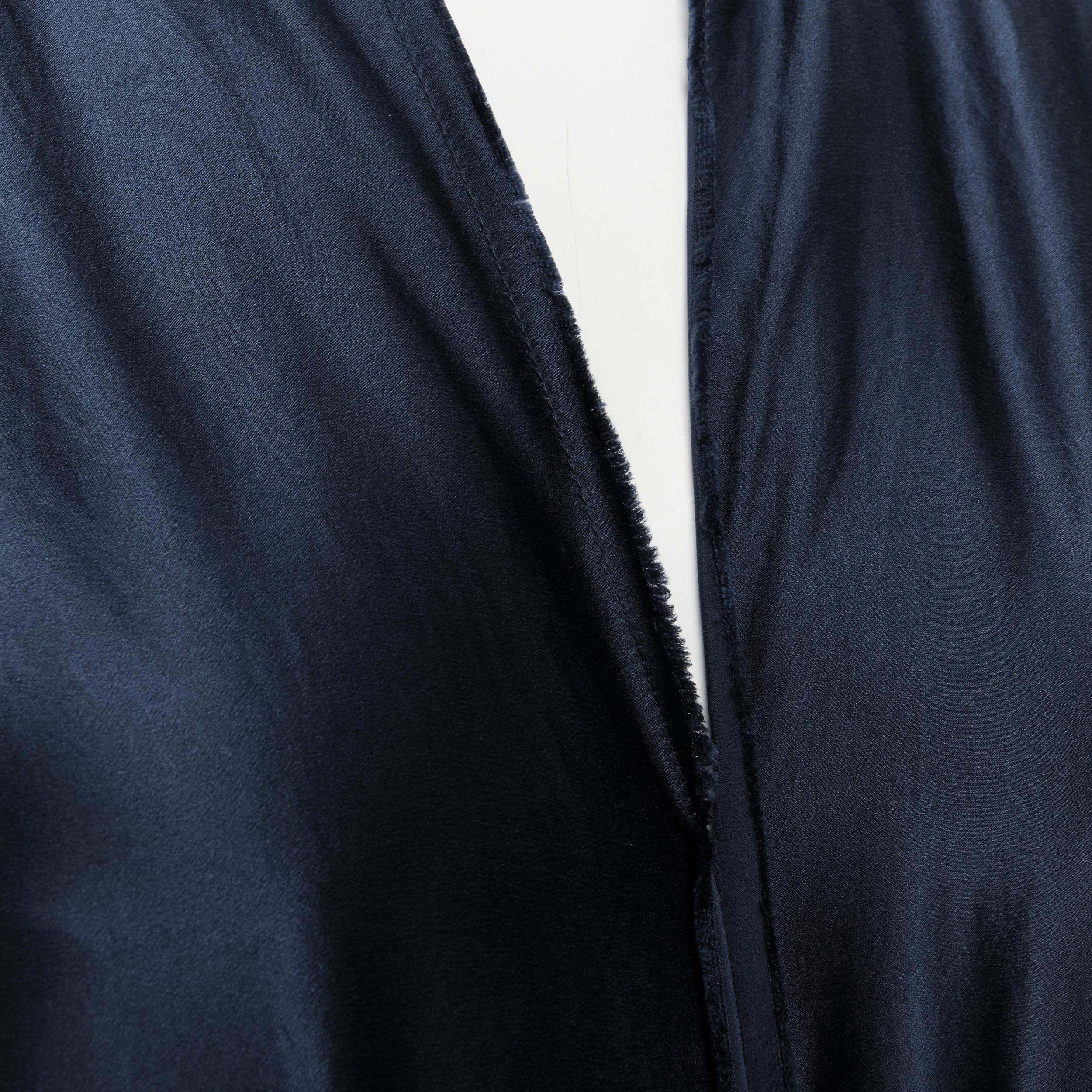 LANVIN 2014 Alber Elbaz navy silk raw frayed ruffle draped hook dress FR36 XS 2