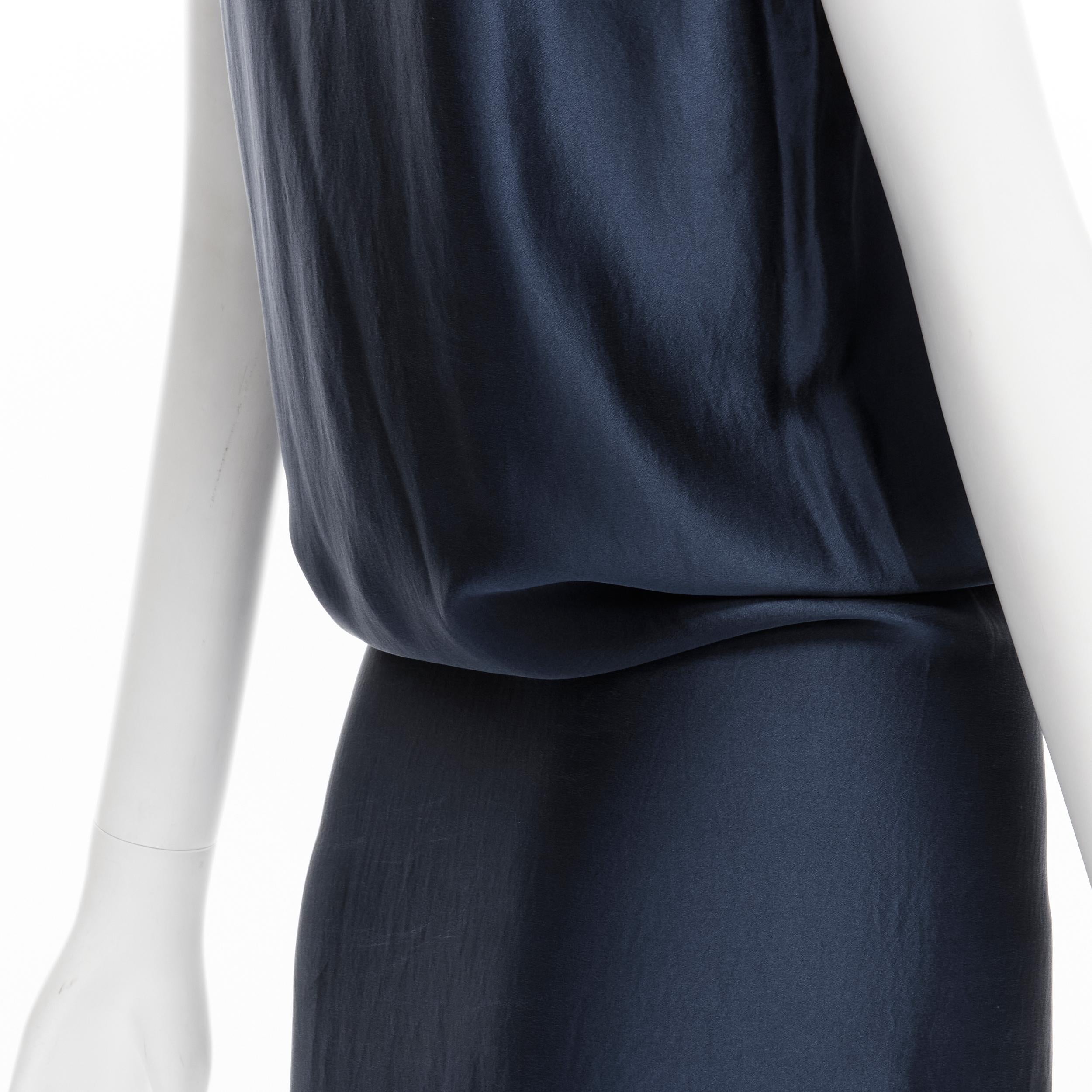 LANVIN 2014 Alber Elbaz navy silk raw frayed ruffle draped hook dress FR36 XS 4