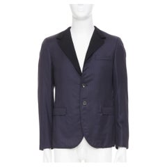 LANVIN 2014 contrast peak lapel pinstripe wool two-button tuxedo blazer jacket S