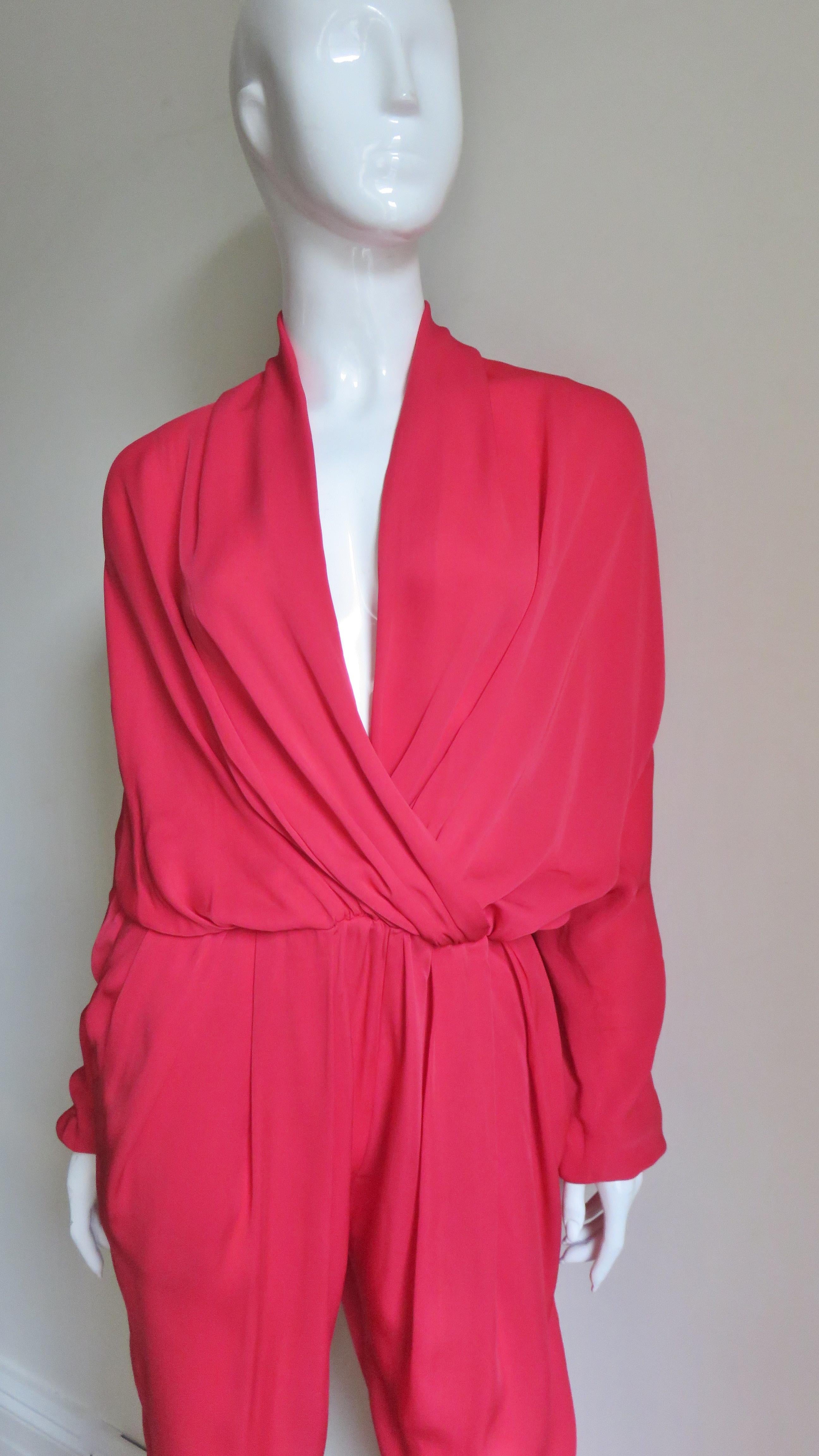 Red Lanvin New S/S 2014 Silk Jumpsuit For Sale