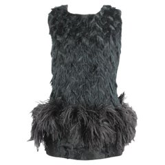 Lanvin 2014 Feather Trimmed Wool Blend Mini Dress Fr 38 Uk 10
